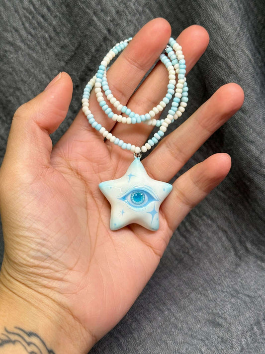 Ice Blue Star Eye Necklace