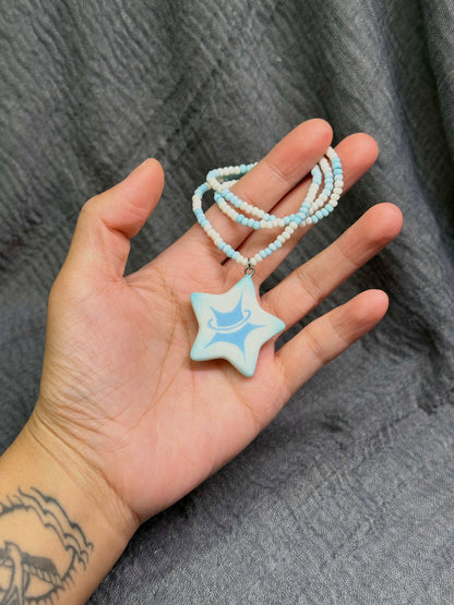 Ice Blue Star Eye Necklace