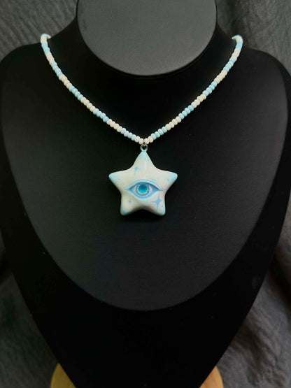 Ice Blue Star Eye Necklace