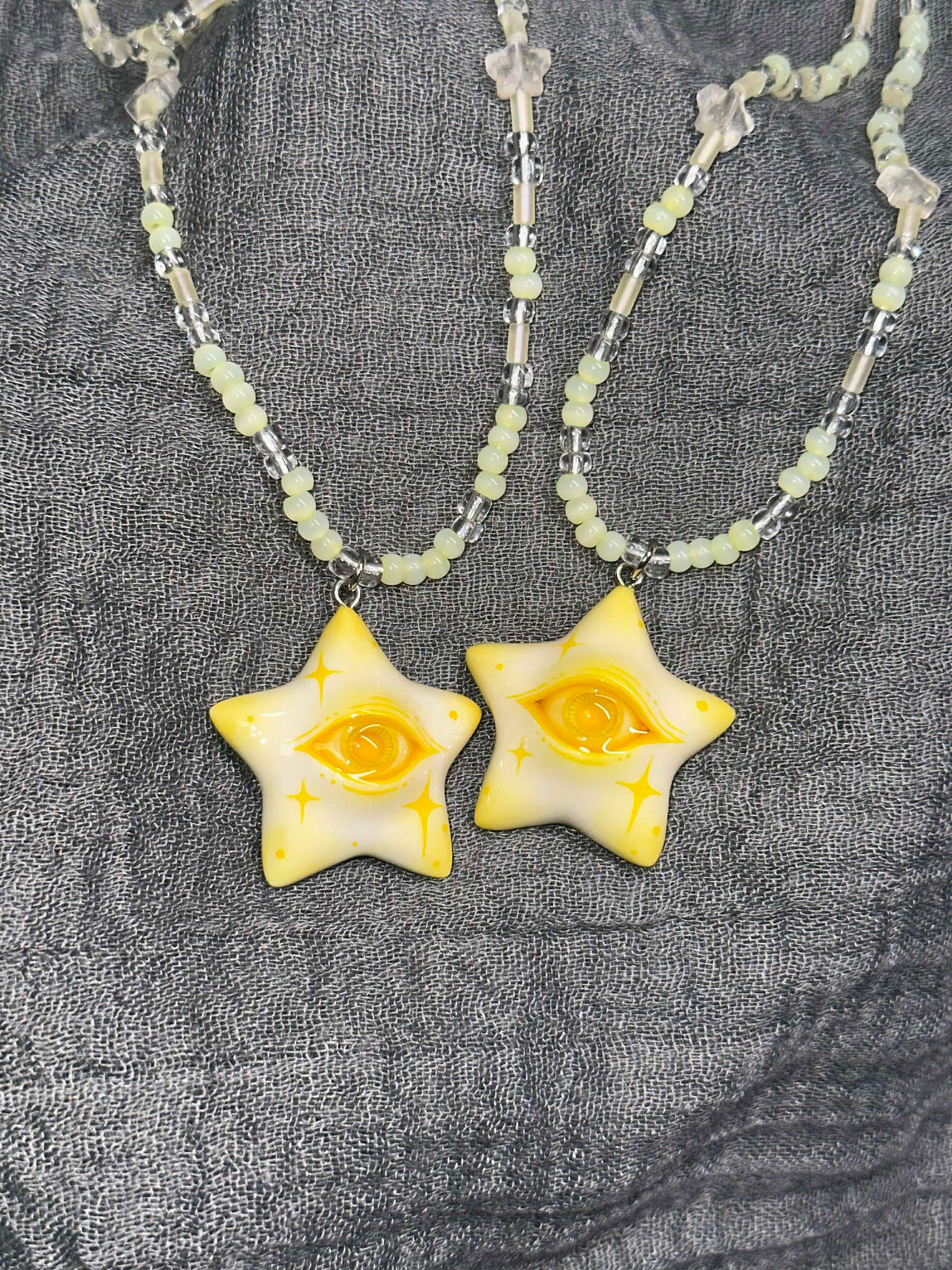 Lemon Yellow Star Eye Necklace