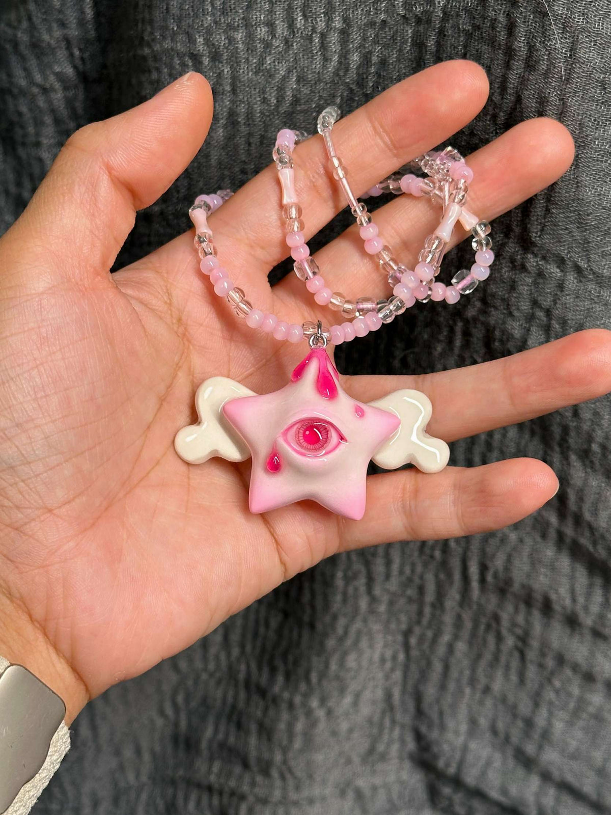 Rose Pink Star Eye Ascension Necklace