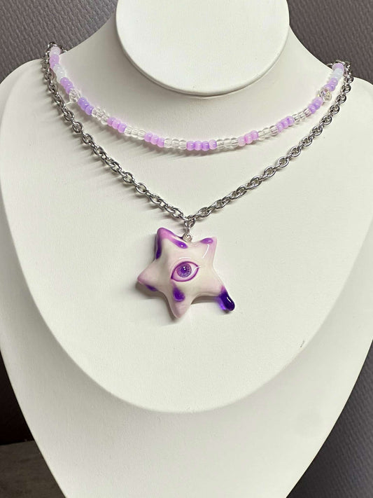 Violet Tipped Star Eye Necklace