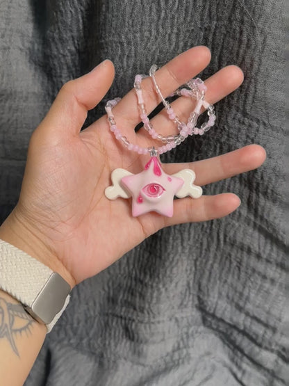 Rose Pink Star Eye Ascension Necklace