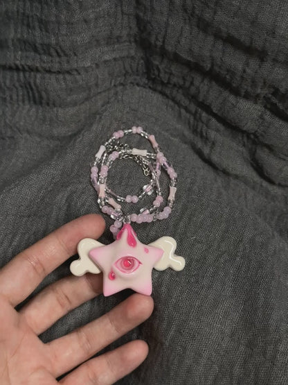Rose Pink Star Eye Ascension Necklace