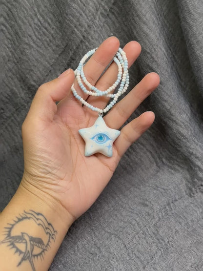 Ice Blue Star Eye Necklace