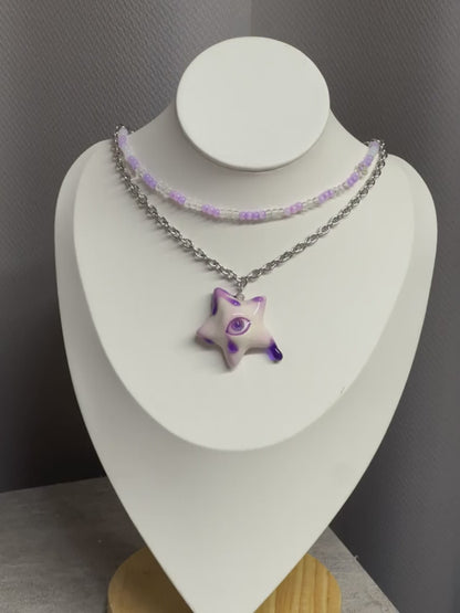 Violet Tipped Star Eye Necklace