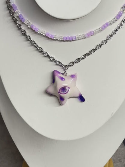 Violet Tipped Star Eye Necklace