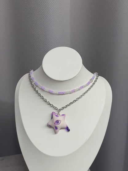 Violet Tipped Star Eye Necklace