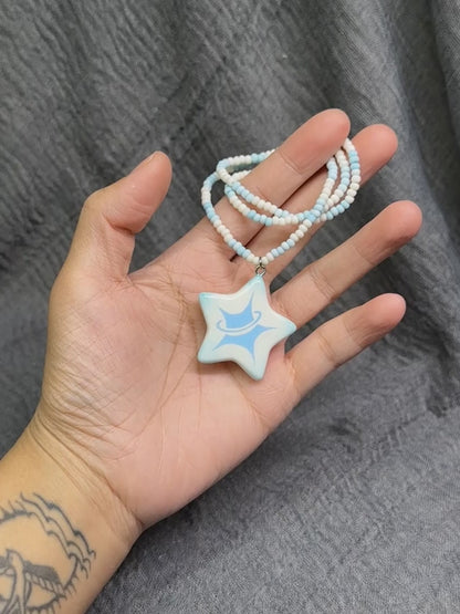 Ice Blue Star Eye Necklace